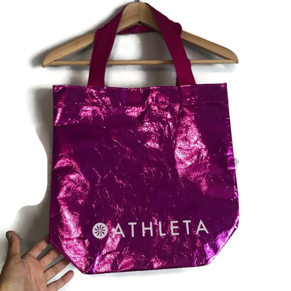 Athleta Bags Athleta Reusable Tote Shiny Bright Pink Poshmark